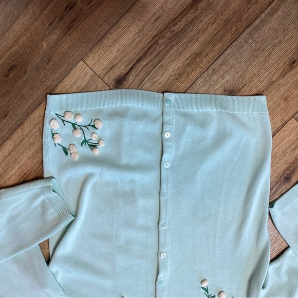 Talbots embroidered crew neck cardigan sweater - Picture 5 of 8